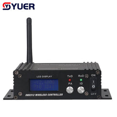 YUER™️ Transmisor receptor inalámbrico 2.4G DMX 512 con pantalla LCD y potencia ajustable para luces de cabeza móvil de discoteca y DJ
