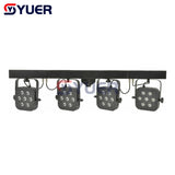 YUER™️ Led Par Kit 4pcs 7x10W 4in1 RGBW Led Slim Flat Par Lights with Light Stand DMX Bar Foot Controller Bag Package Set