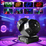 YUER™️ NEW Mold Double LED Strobe Arm Rotating Moving Head Light With RG Laser Light For DJ Disco Stage Wedding Music Party Bar