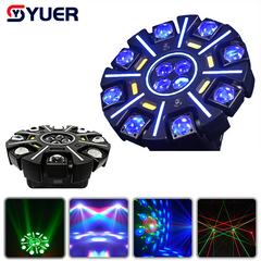 YUER™ 12x10W RGBW LED Bee Eye 8 Arm Little Diamond Moving Head Light RG Laser 9 RGB Light Strips With Wash Effect DMX512 For DJ Disco Party Bar Club Wedding Stage Lighting