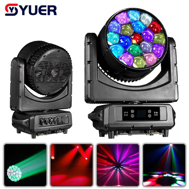 YUER™IP65 Impermeable LED 19x40W RGBW Bee Eye Wash Cabeza Móvil DMX512 Control RDM para Dj Discoteca Bar Club