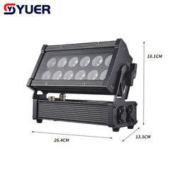 Projecteur PAR LED étanche IP65 YUER™ 12x10W RGBW 4-en-1 / 12x15W RGBWA UV 6-en-1 contrôle DMX512 pour fêtes, mariages, DJ, discothèques