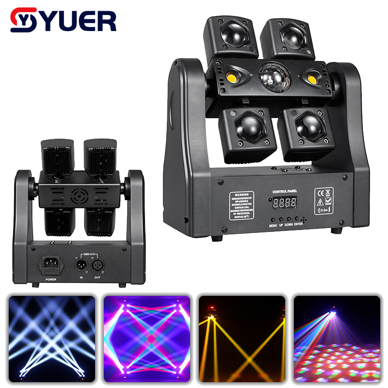YUER™16x3W +1pcs 5050 RGBW 4in1 +2x10w Storbe +R G Laser Moving Head Light Beam Magic Ball Effect DMX512 Remote Control For DJ Disco Party Bar Club Wedding Stage Effect Lighting