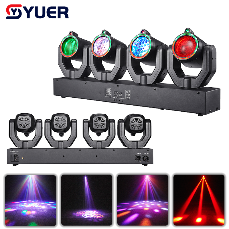YUER™ 5x10W LED +12x3W LED +1 Red 1 Green Laser 4 Head Moving Head Light With Gobo Laser Effect DMX512 For DJ Disco Wedding Event Party Bar Club