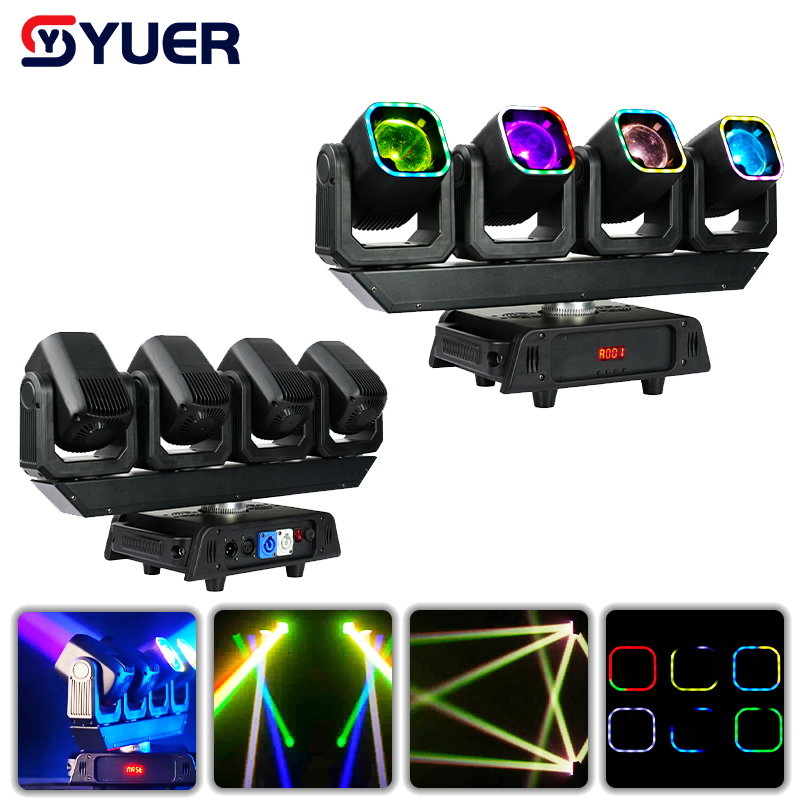 YUER™ 4x40W RGBW 4in1 4 Head Moving Head Light With Ring Beam Effect DMX Sound Control For DJ Disco Wedding Event Party Bar Club