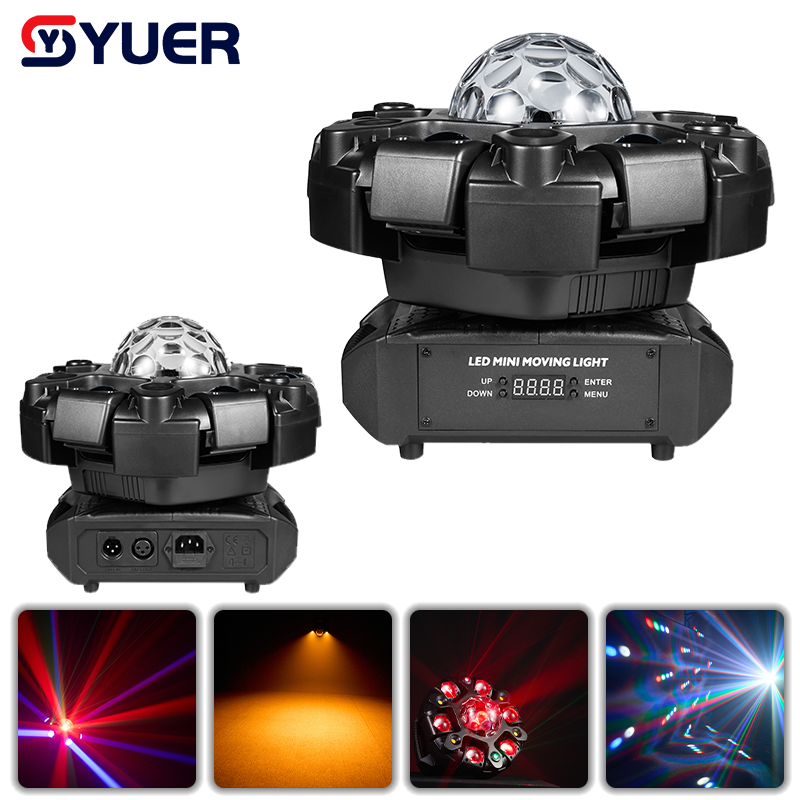 YUER™ 6x10W RGBW Beam Battle Shadow Six Arm Magic Ball Moving Head Effect Light With White/Gold Strobe RG Laser Kaleidoscope Effect DMX512 Sound Control For DJ Disco Bar KTV Club