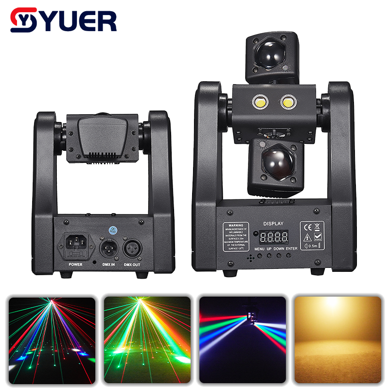 YUER™ 2x5W Warm White Strobe +1 Red 1 Green Laser Beam Moving Head Light With Strobe Beam Effect DMX512 Remote Control For DJ Disco Wedding Event Party Bar Club