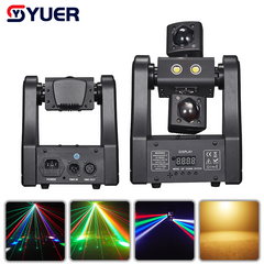YUER™ 2x5W Warm White Strobe +1 Red 1 Green Laser Beam Moving Head Light With Strobe Beam Effect DMX512 Remote Control For DJ Disco Wedding Event Party Bar Club