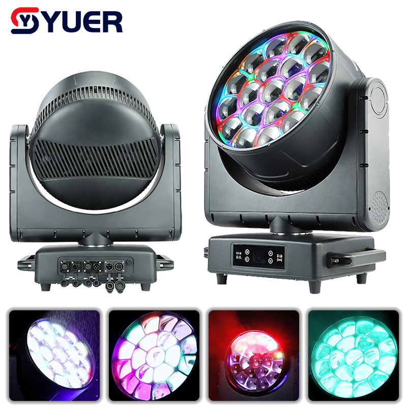 YUER™️Waterproof IP66 LED 19X80W RGBW 4IN1 Bee Eye Moving Head Light Beam Wash Zoom FX DMX512 For Party Disco Club Light DJ