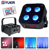 YUER™️ Battery LED Par Light 4X15W RGBWA UV 6IN1 DMX512 Control DJ Party Disco Wedding KTV Battery Stage Light