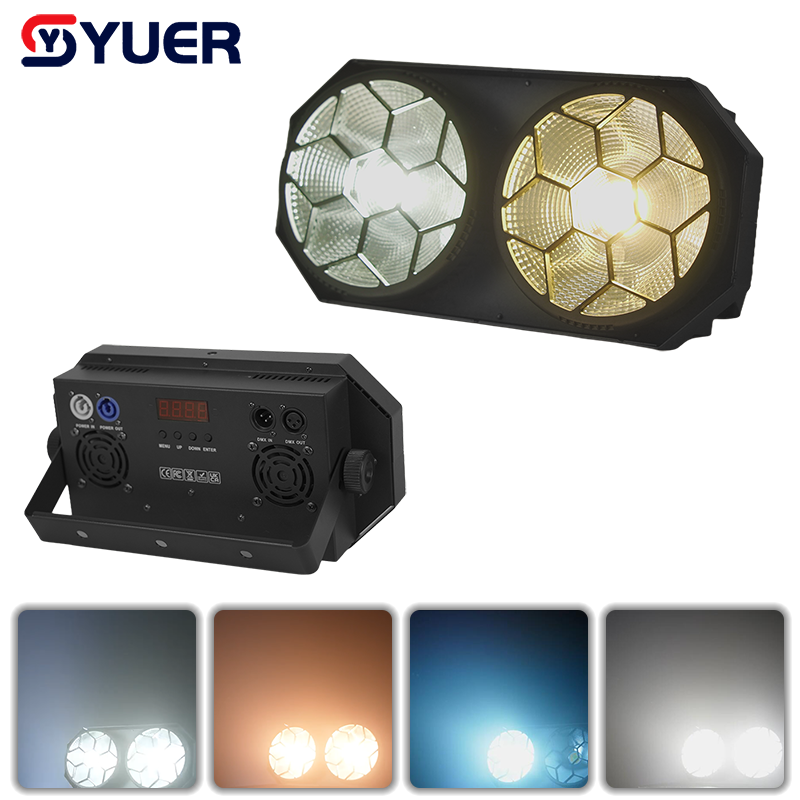 YUER™️Édition Standard 2 Yeux 2x100W Blanc+Blanc Chaud 2EN1 COB LED Blinder Lumière Blanc Froid et Blanc Chaud Pour DJ Fête Éclairage d'Effet Scène