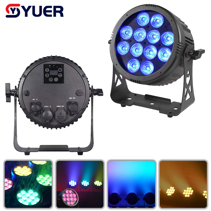 YUER™️ Luz LED Par a batería impermeable IP66 12X18W RGBWA+UV 6EN1 con WIFI, control maestro-esclavo e inalámbrico DMX512 para equipos de DJ, iluminación de efectos de escenario