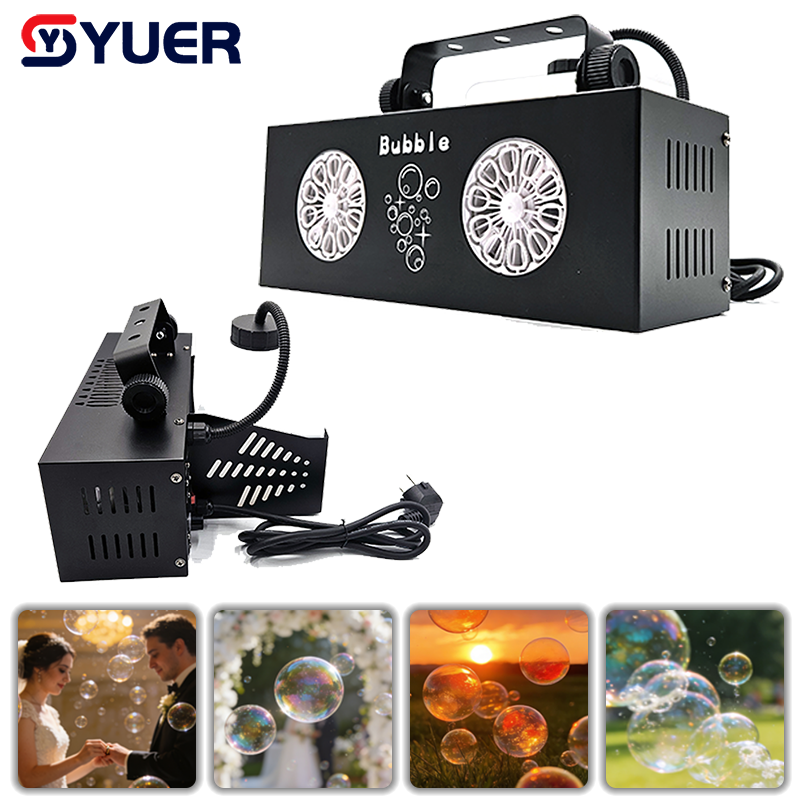 YUER™️Máquina de burbujas mini de doble cabezal Efecto de escenario con control remoto DMX512 para DJ Fiesta Boda Club Efectos de escenario Luz de cabeza móvil LED