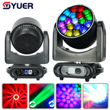 YUER™️LED 19X15W RGBW 4IN1 Bee Eye Moving Head Light With Ring Spot Wash Zoom Voice Control RDM DMX512 For DJ Disco Stage Wedding Party Bar