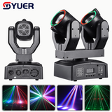YUER™️ NEW 6X10W RGBW 4in1 Double Head Moving Head Beam Light With LED Ring 2X50mw Red+2X50mw Green Lasers Effect DMX512 For DJ Disco Party Stage Effect Lighting Night Club Bar Light
