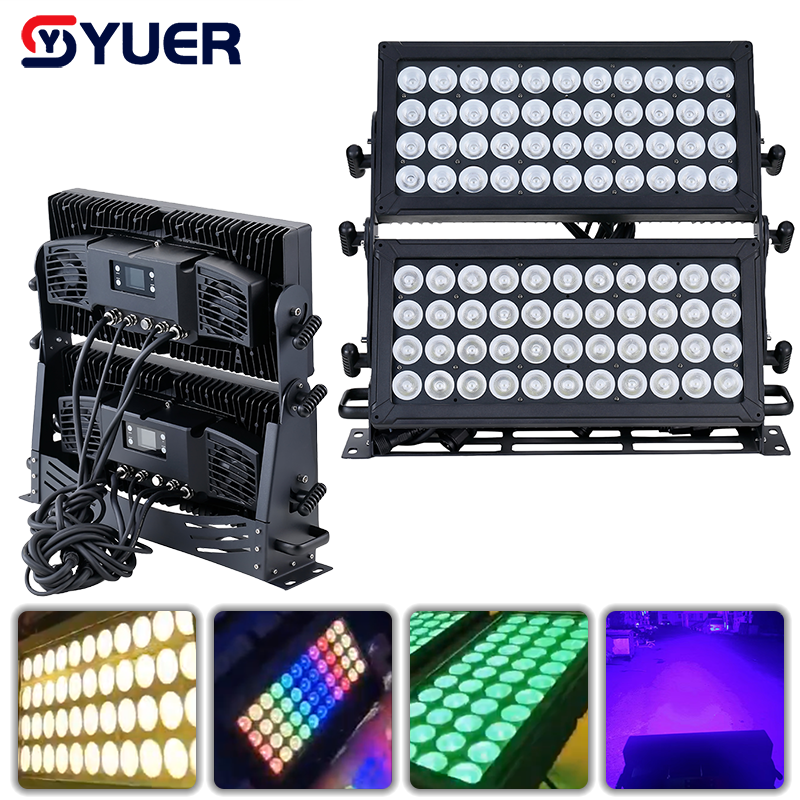 YUER™️ Foco LED de doble capa impermeable IP65 88x10W RGBW 4 en 1 DMX512 para escenario, fiesta, boda, DJ, discoteca