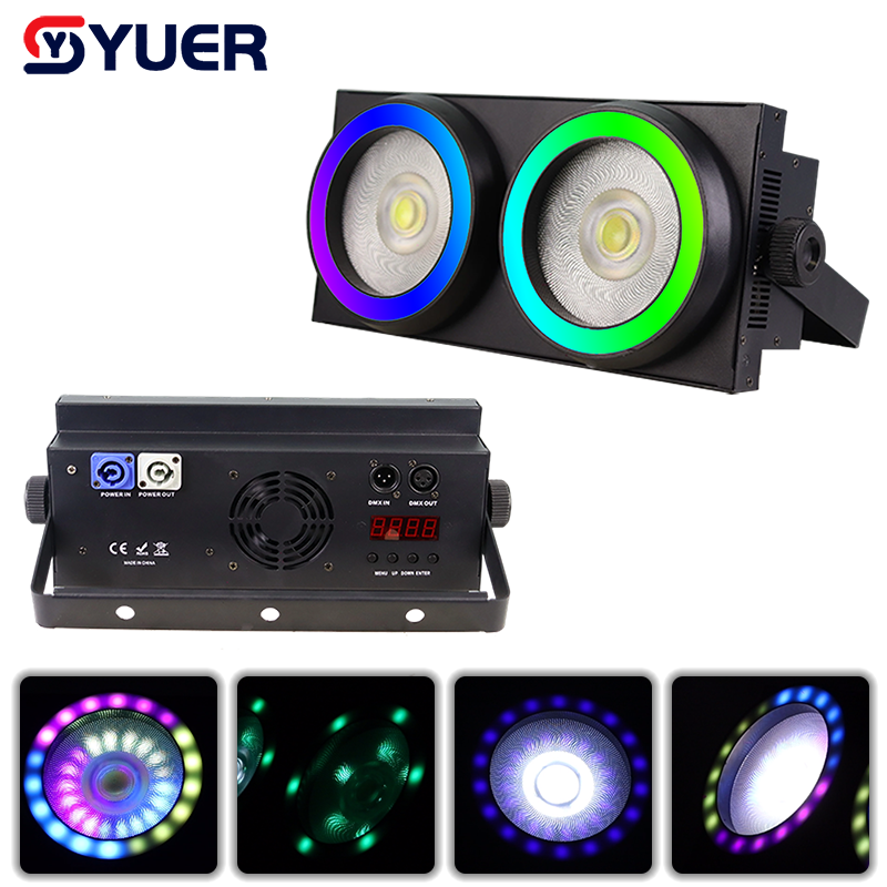 YUER™️Version Améliorée 2X100w COB Lumière d'Audience Blanc Froid+Blanc Chaud Avec Effet Stroboscopique PWM DMX512 Contrôle Sonore Pour DJ Disco Fête