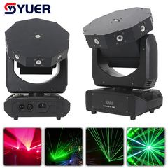 YUER™️NOUVELLE Lumière Laser LED 1X50MW Vert +9x150MW Rouge à Tête Mobile Axe Z avec Rotation Continue Contrôle Vocal Maître-esclave DMX512 Pour DJ Disco Fête Bar Club Mariage