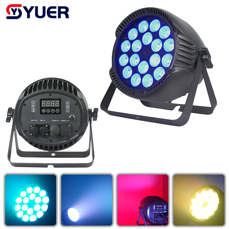 YUER™️Projecteur LED étanche IP65 18X10W RGBW Par avec effet Wash Stroboscope Contrôle Vocal DMX512 pour Disco DJ Projecteur Décoration de Fête Veilleuse