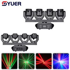 YUER™️ NUEVO Cabezal Móvil de Haz de 4 Cabezas de 12x10W con Anillo LED 2 Láseres Rojos de 100mw + 2 Láseres Verdes de 50mw Efecto DMX512 para DJ Disco Fiesta Iluminación de Efecto Escénico Club Nocturno Bar
