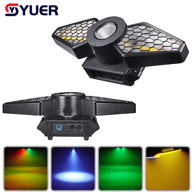 YUER™️Nouvelle Lumière Rétro à Rotation Infinie 2X80W Dorée+60W 4EN1 LED Avec Anneau Lavant DMX512 Pour DJ Soirée Lumières Clignotantes Club de Danse Disco Effet de Scène