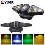 YUER™️New Infinite Rotation 2X80W Golden+60W 4IN1 LED Retro Flash Light With Ring Wash DMX512 For DJ Party flashing lights dance club Disco Stage Effect Light