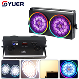YUER™️NEW LED 2Eyes 2x100W COB Blinder Light With Ring +48X0.2W RGB Voice Control DMX512 For DJ Disco Party Stage Effect Lighting Night Club Bar Light