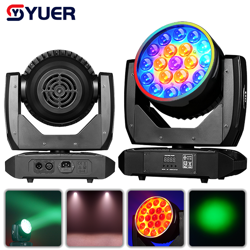 YUER™ LED 19X10W RGBW 4IN1 Moving Head Light With Ring Beam Wash Zoom Strobe Effect DMX512 For DJ Lights For Disco KTV Bar Party