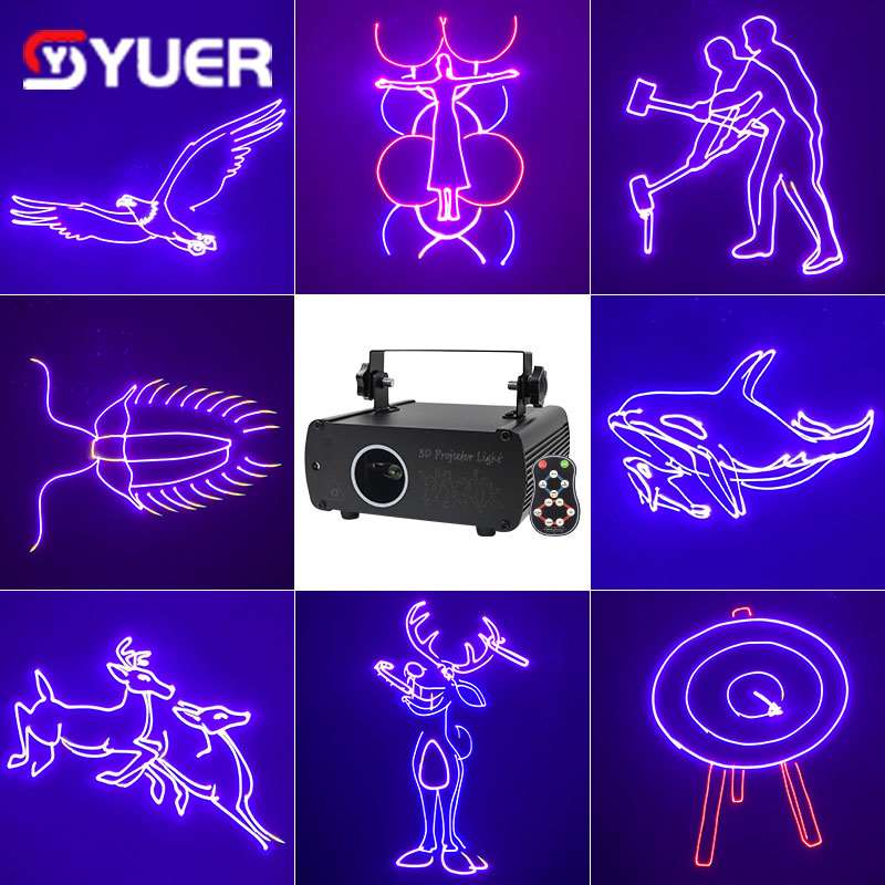Scanner Light Animation YUER™️ 3D RGB Animation Laser Projector Scanner Laser Light Stage Show ...