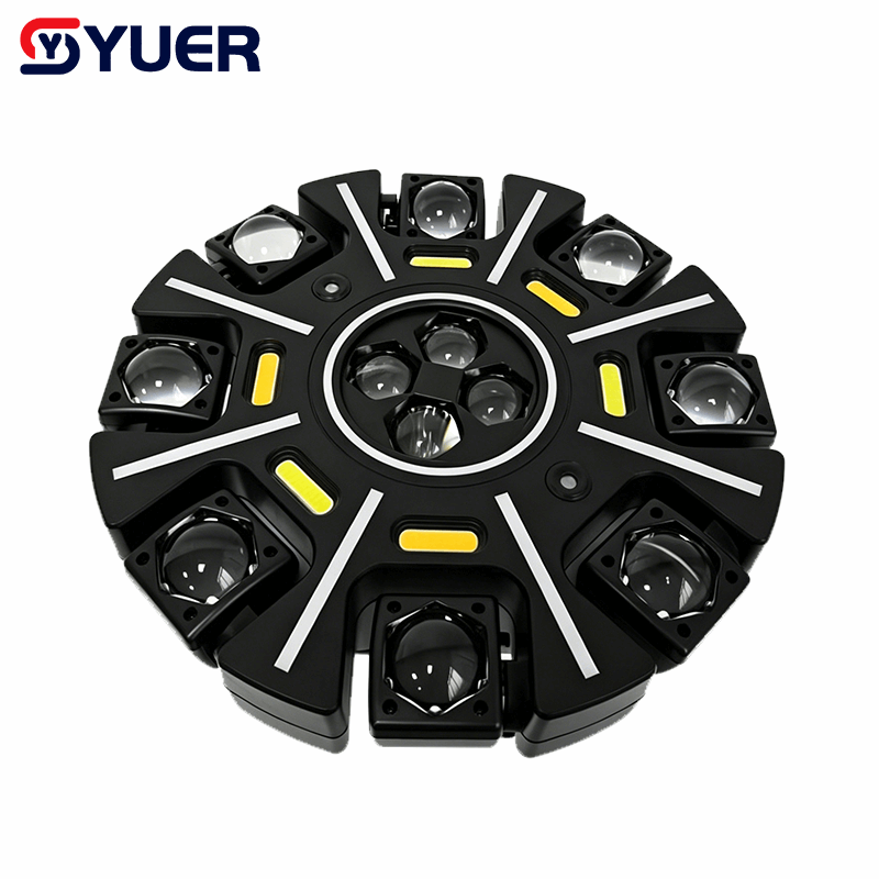 YUER™ 12x10W RGBW LED Bee Eye 8 Arm Little Diamond Moving Head Light RG Laser 9 RGB Light Strips With Wash Effect DMX512 For DJ Disco Party Bar Club Wedding Stage Lighting