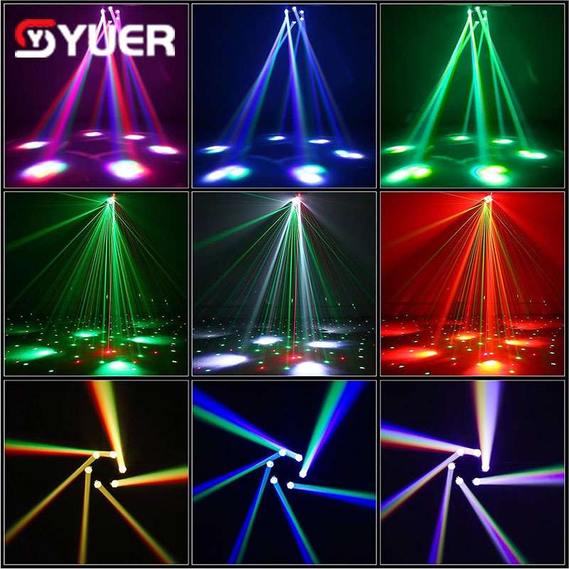 YUER™️ LED 10X10W 6 Head Moving Head Beam Light RG Laser Strobe Light DMX Stage Light RGB Beam Light Rotating Disco Party Bar
