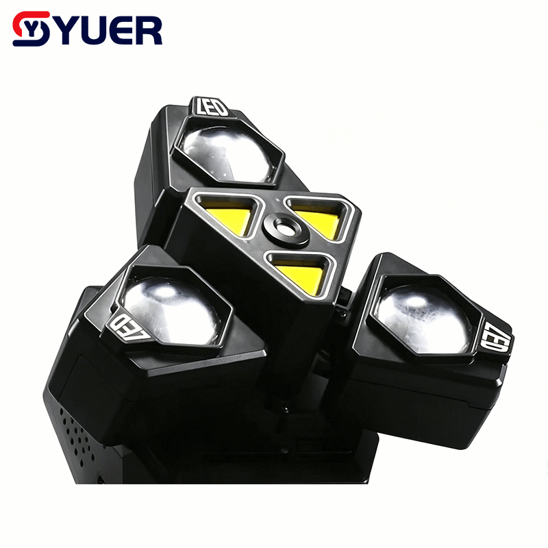 YUER™ 3x3W Red +3x3W Green +3x3W Blue +3x3W White +3x10W Golden Strobe +Green Laser Dynamic 3-Arm Light Beam Laser Strobe Effect DMX512 For DJ Disco Party Bar Club Wedding Stage Lighting