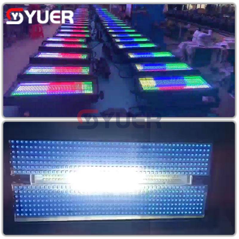 YUER™️ 400W Waterproof Strobe Light 672x0.25W RGB 3in1 LED + 96x3W CREE LED Dmx Strobe Flash Lights Professional DJ Disco Stage Lights