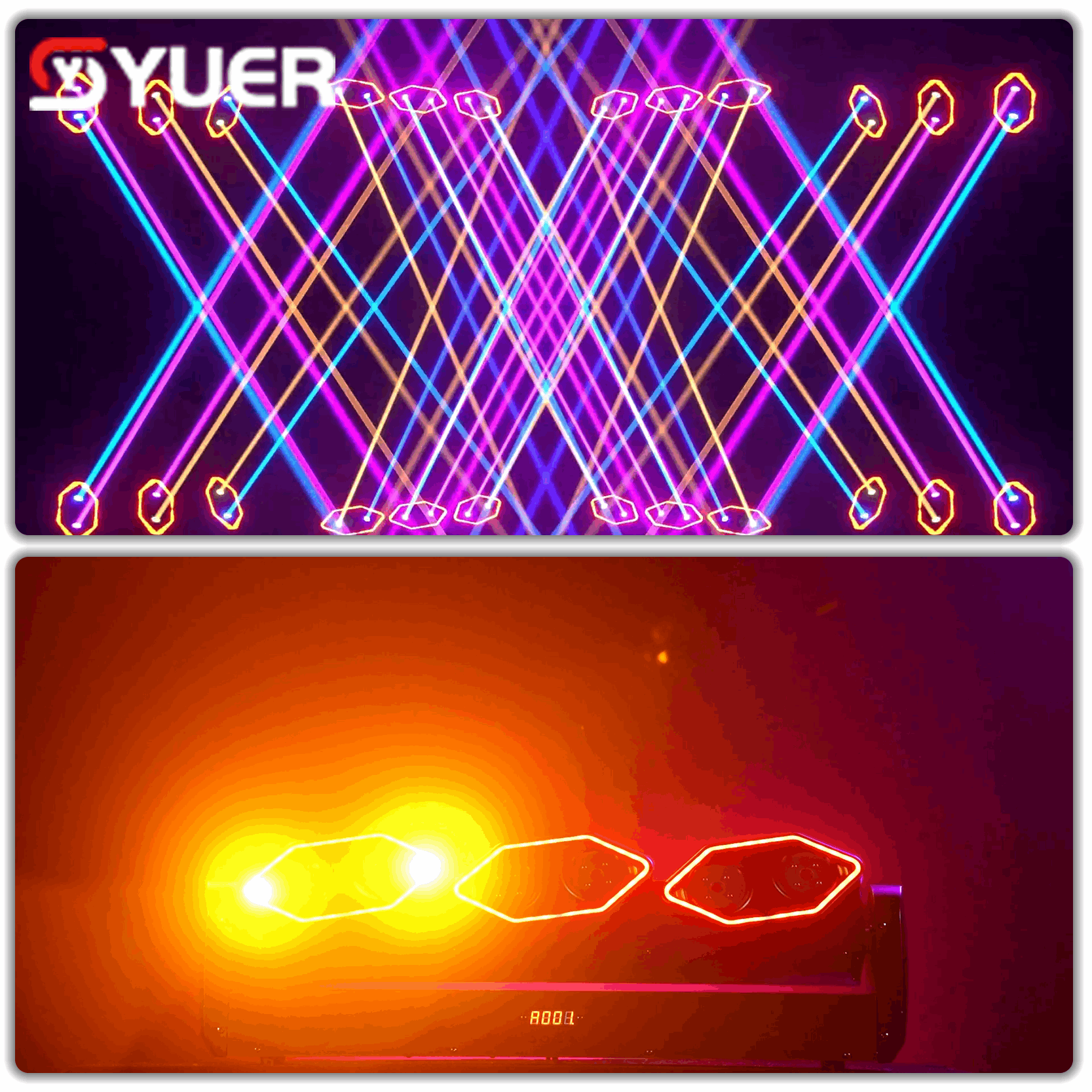 YUER™ 6x500mw RGB Swing Laser Light WIth Light Strip Wash Strobe Effect DMX512 RDM For DJ Disco Party Bar Club Wedding Stage Effect Lighting