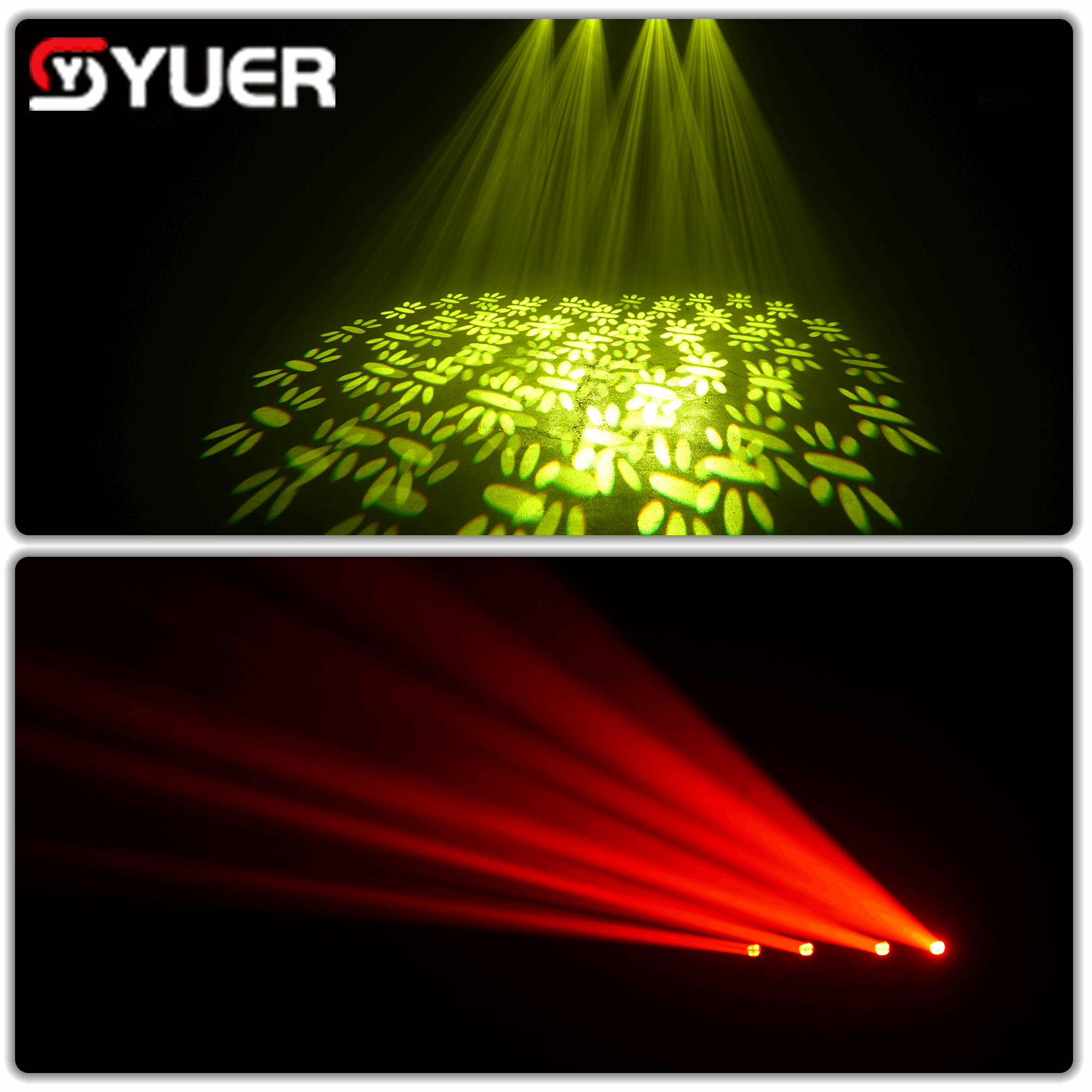 YUER™ 4x120W LED + 48pcs LED Moving Head Bracket Light Beam Rainbow Frost 18 Prisms Effect DMX512 Sound Control For DJ Disco Party Bar Club Wedding Stage Effect Lighting