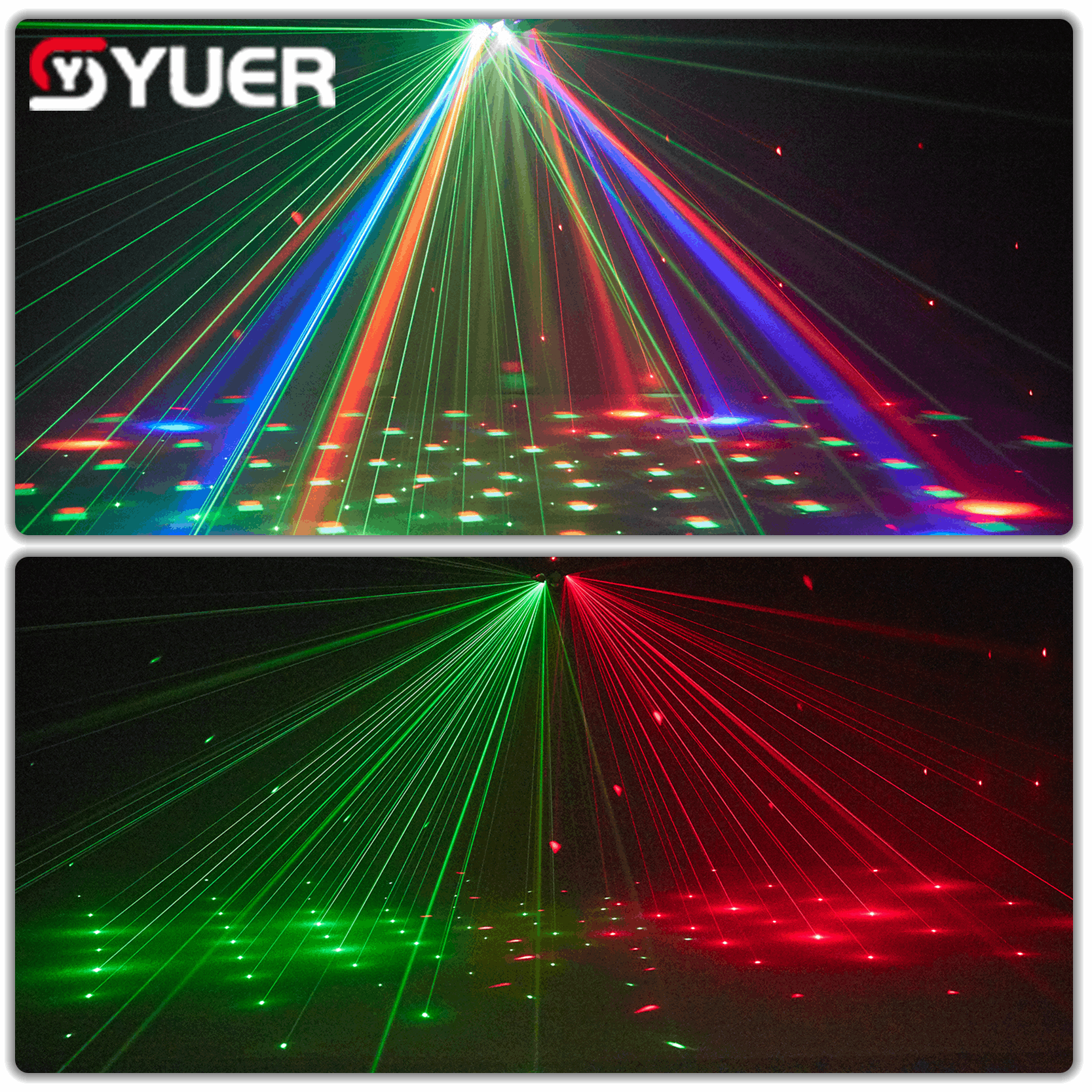 YUER™ 16x3W +10W RGBW +4x5W White Strobe +Red Green Laser 4Arm Moving Head Light Beam Laser Strobe Effect DMX512 Sound Control For DJ Disco Party Bar Club Wedding Stage Effect Lighting