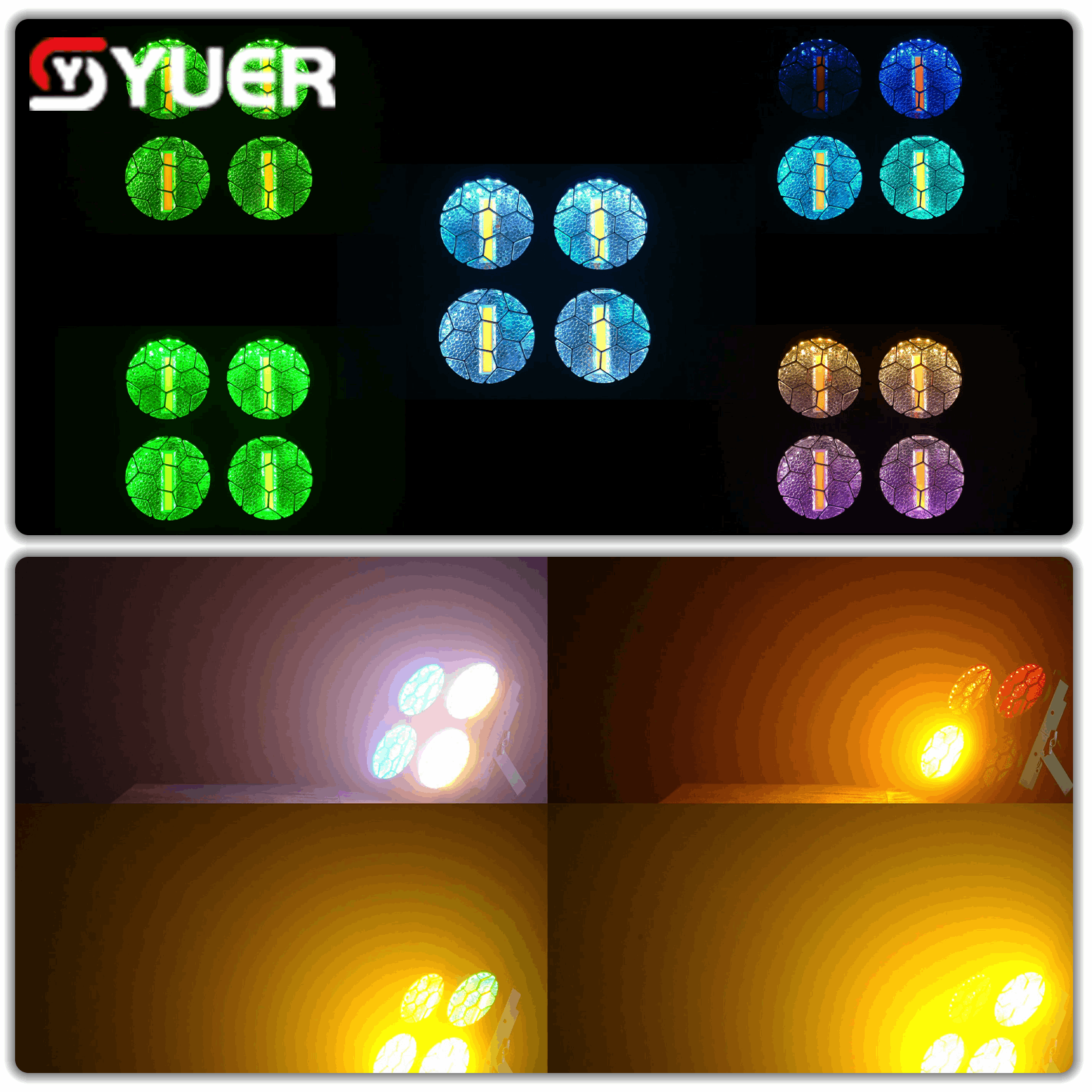 YUER™ 4x50W COB+108x0.2W RGB Audience Light Wash Effect DMX512 Sound Control For DJ Disco Party Bar Club Wedding Stage Effect Lighting