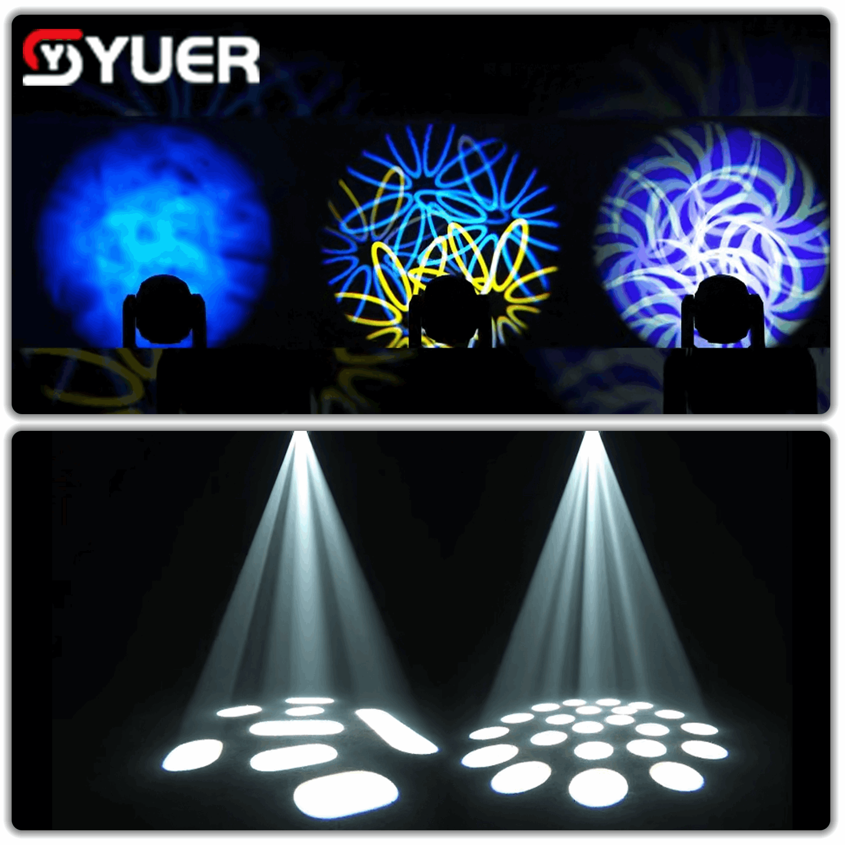 YUER™ 280W Bulb Beam Spot Wash 3in1 Moving Head Light With Ring 5 Prism Frost Zoom Effect ROBE Chanel DMX512 For DJ Disco Party Wedding Dance Stage Lighting
