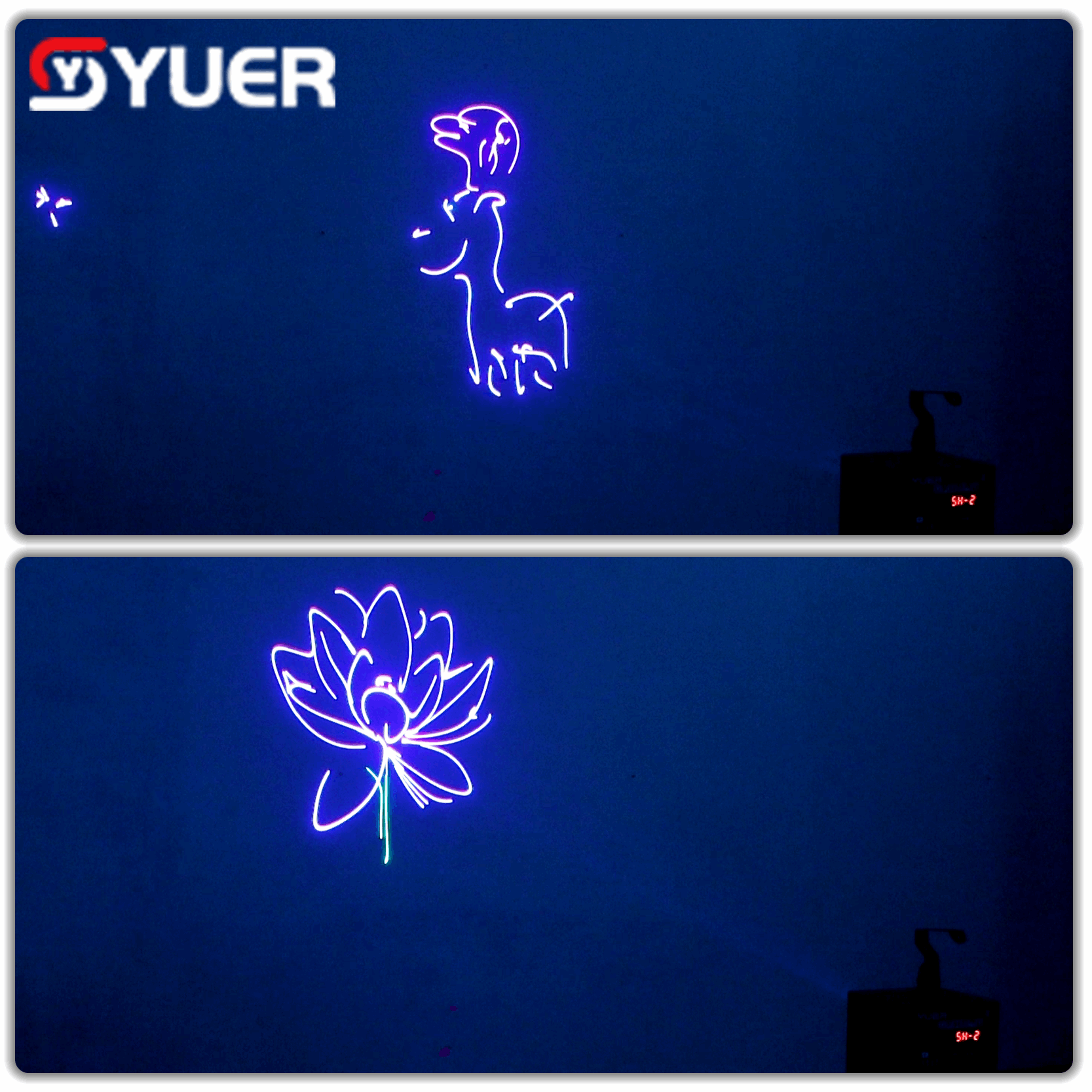 YUER™ Mini 1W 2W RGB Battery Animation Laser Light With Stand DMX512 APP Control For DJ Disco Party Bar Club Wedding Stage Lighting