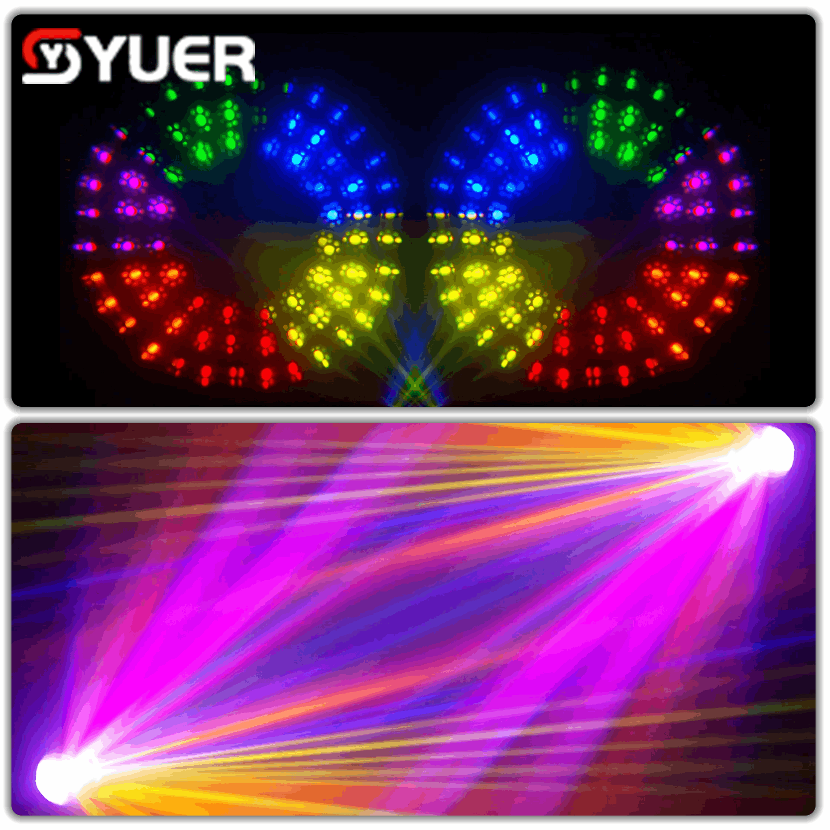 YUER™ 295W Bulb Moving Head Light With Ring Double Prisms 8+16+24 Prisms Rainbow Frost Effect DMX512 Control For DJ Disco Party Bar Club Wedding Stage Lighting