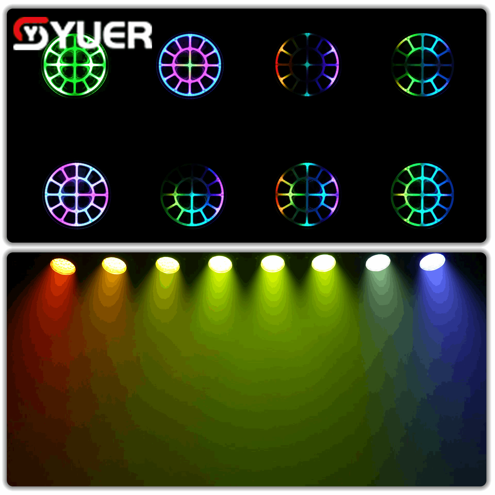 YUER™ IP65 Waterproof 16x50W LED RGBL 4in1 +204x0.3W LED RGB Moving Head Light Wash Zoom Rainbow Effect Copy AYRTON Effect DMX512 RDM Control For DJ Disco Party Bar Club Wedding Stage Lighting