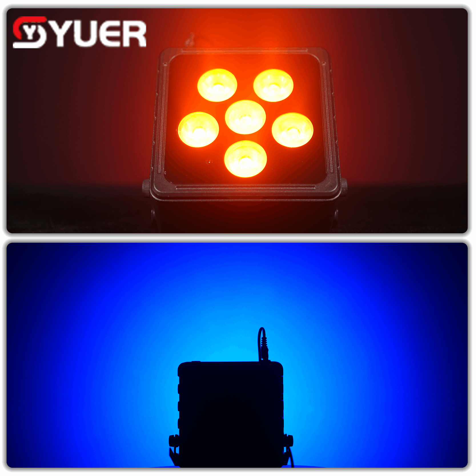 YUER™ IP65 Waterproof 6x18W LED RGBWAUV 6in1 Battery Par Light Wash Effect DMX512 Remote Control For DJ Disco Party Bar Club Wedding Stage Lighting