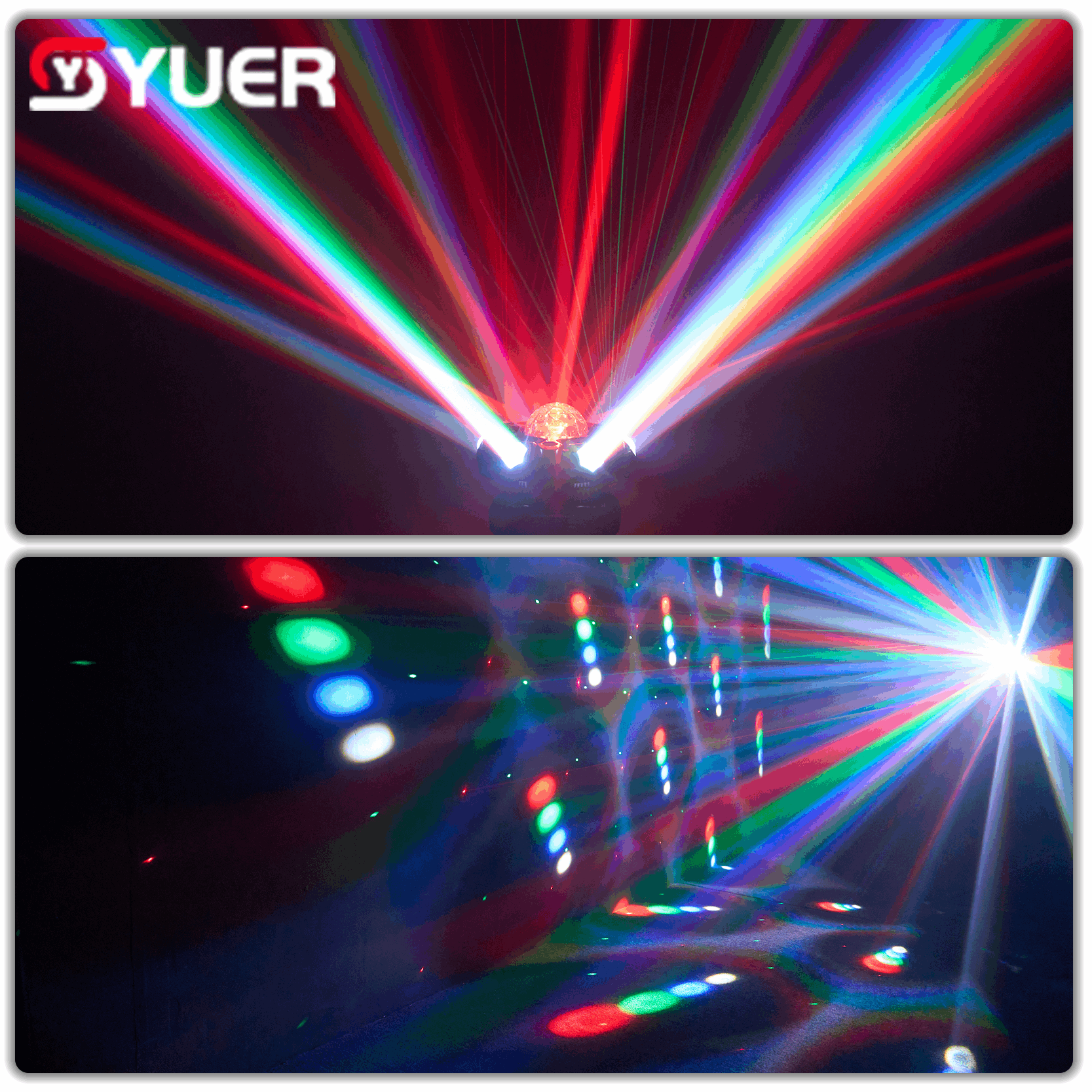 YUER™ 6x10W RGBW Beam Battle Shadow Six Arm Magic Ball Moving Head Effect Light With White/Gold Strobe RG Laser Kaleidoscope Effect DMX512 Sound Control For DJ Disco Bar KTV Club