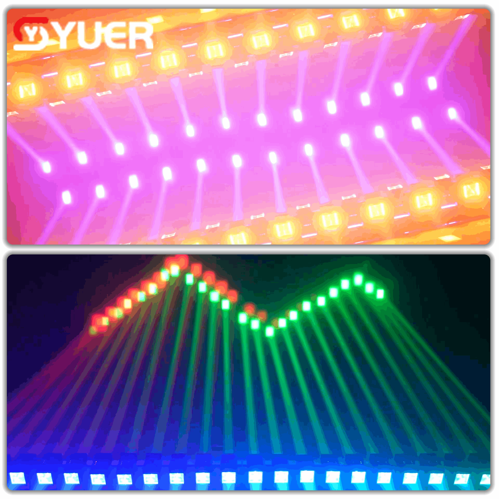 YUER™ 12x60W Double-sided Swing Moving Head Light With Auxiliary Light Y-axis Infinite Rotation Point Control Beam Horse Racing Effect DMX512 For DJ Disco Party Bar Club Wedding Stage Effect Lighting