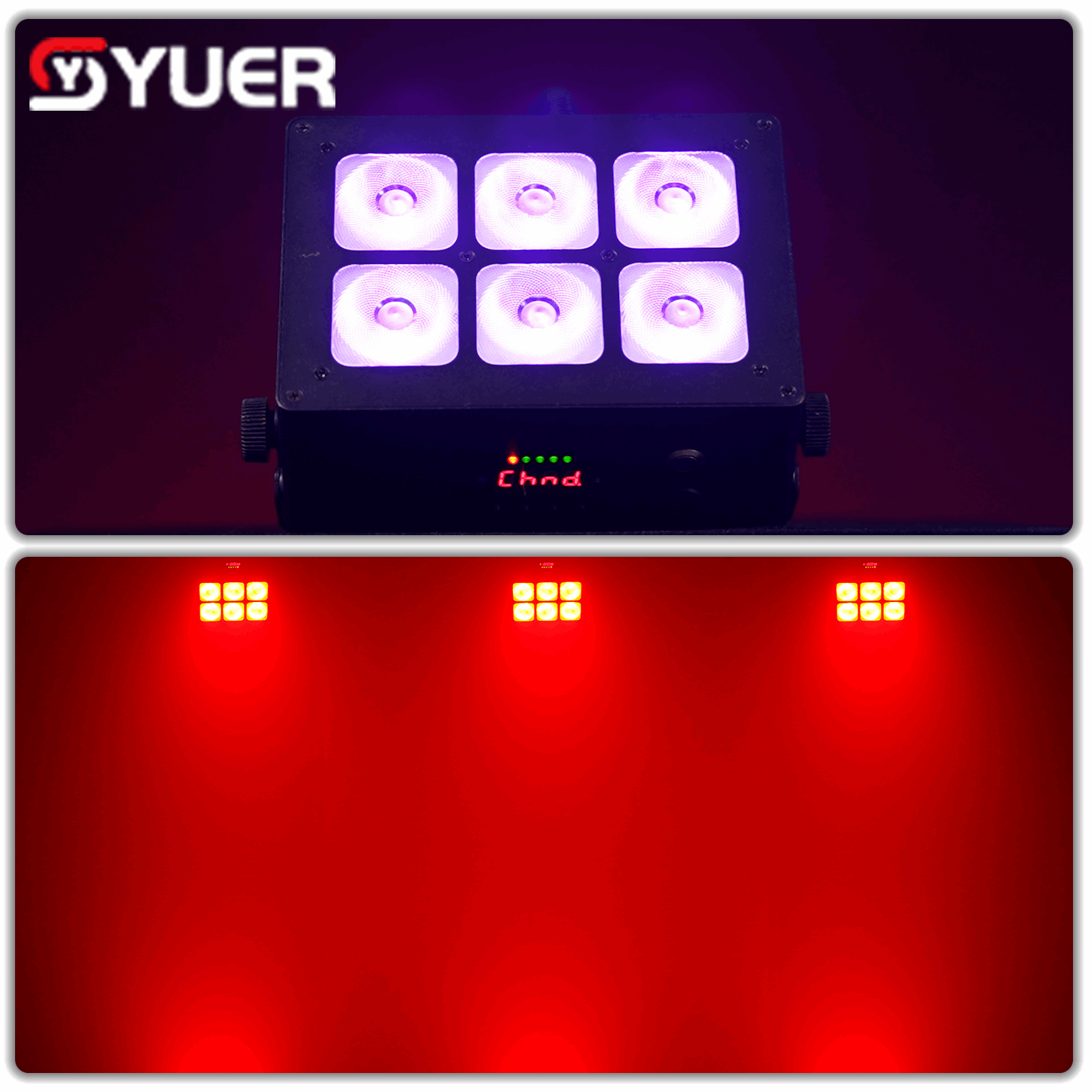 YUER™ 6x18W RGBWAUV 6in1 Battery Par Light Wash Effect DMX512 Sound Remote Control For DJ Disco Party Bar Club Wedding Stage Effect Lighting