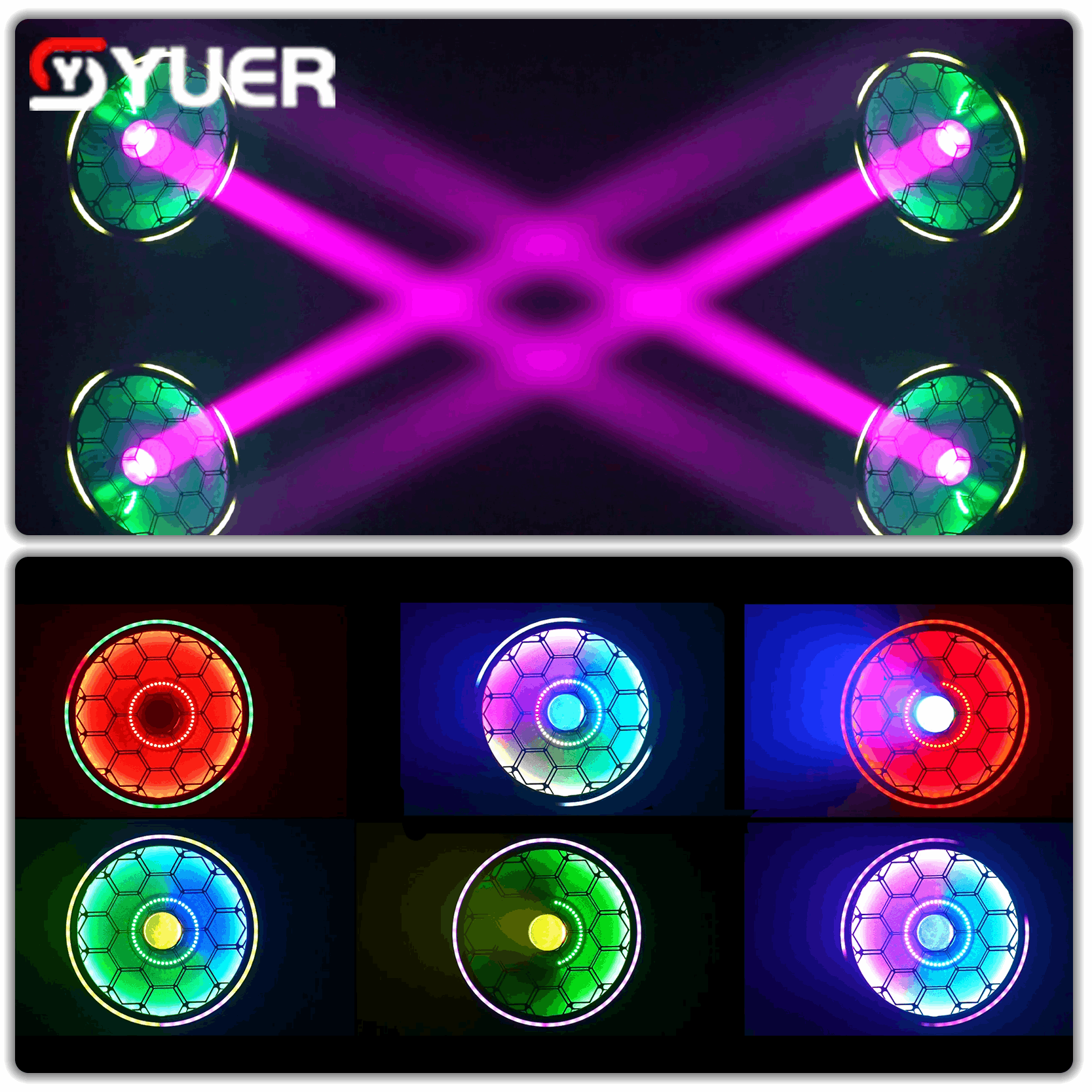 YUER™ 80W RGBW 4in1 Beam + 48X2W RGB Retro Backlight With RGB Ring Wash Effect Stage Lighting DMX512 For DJ Disco Club Wedding Party Bar