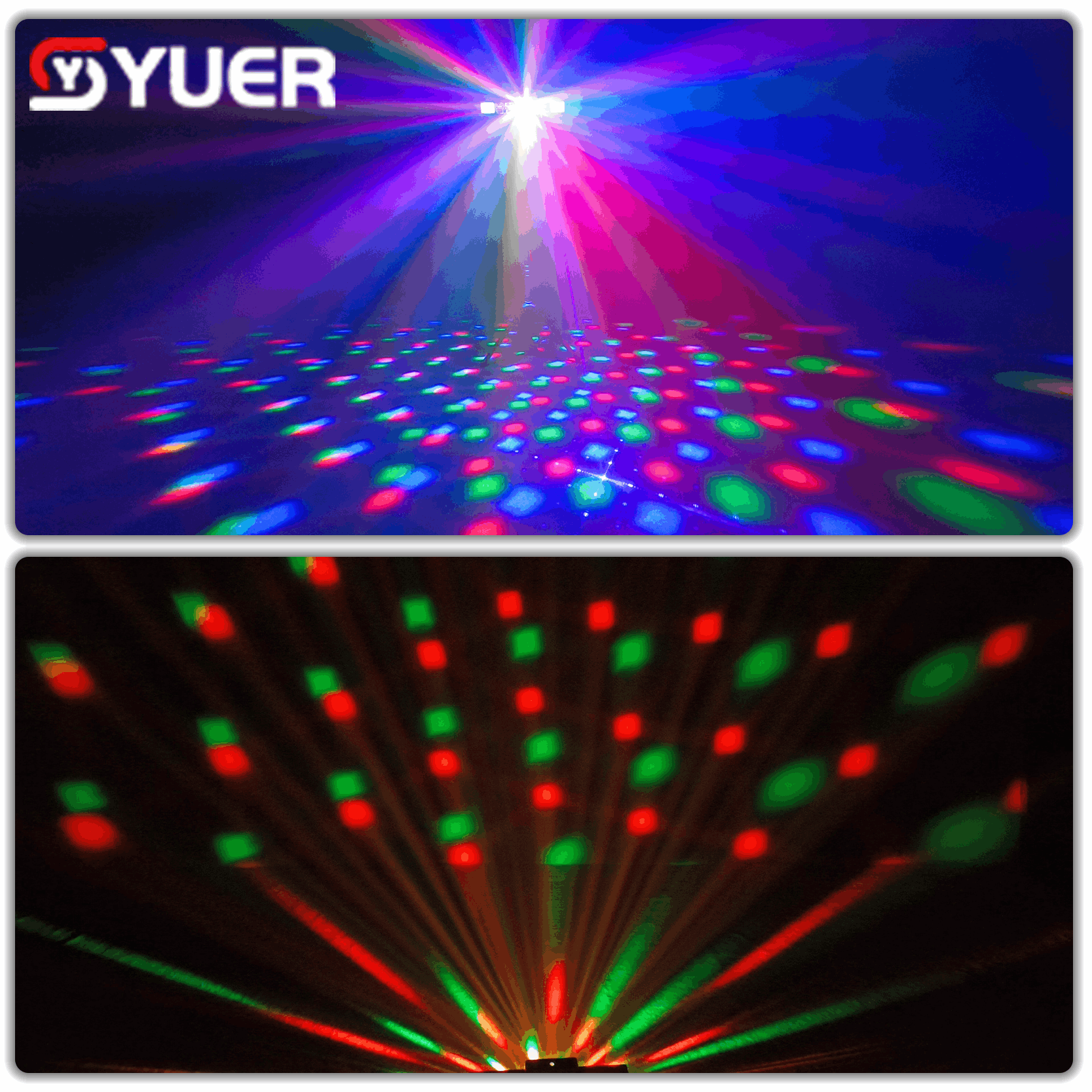 YUER™ 3x3W RGB +4Pcs 3x3W White/UV +64x0.3W 5050 LED Bracket Light Wash Magic Ball Effect DMX512 Remote Control For DJ Disco Party Bar Club Wedding Stage Lighting