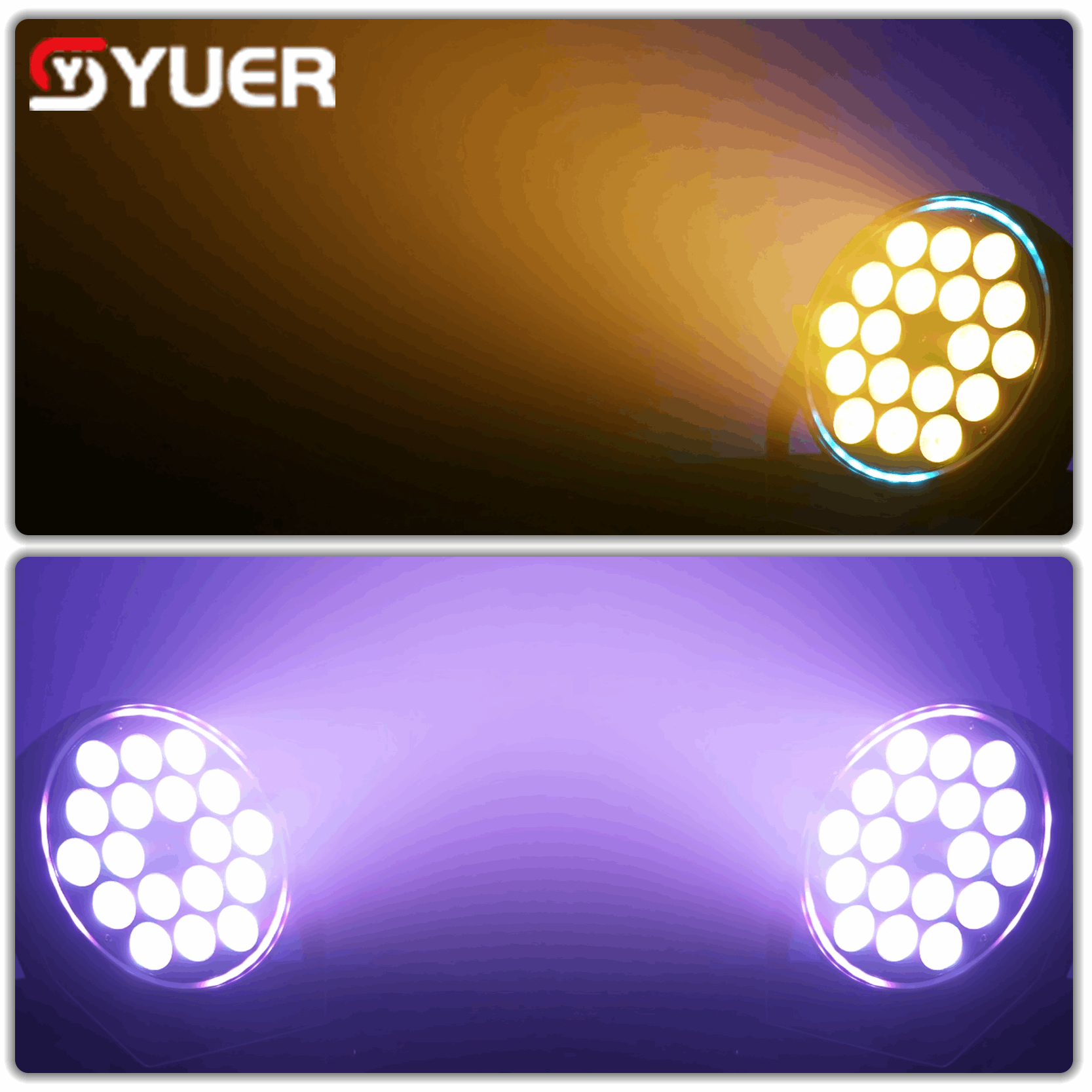 YUER™ 18x10W RGBW 4in1 LED Mute Par Light With RGB Light Strip Wash Effect For DJ Disco Party Bar Club Wedding Stage Lighting