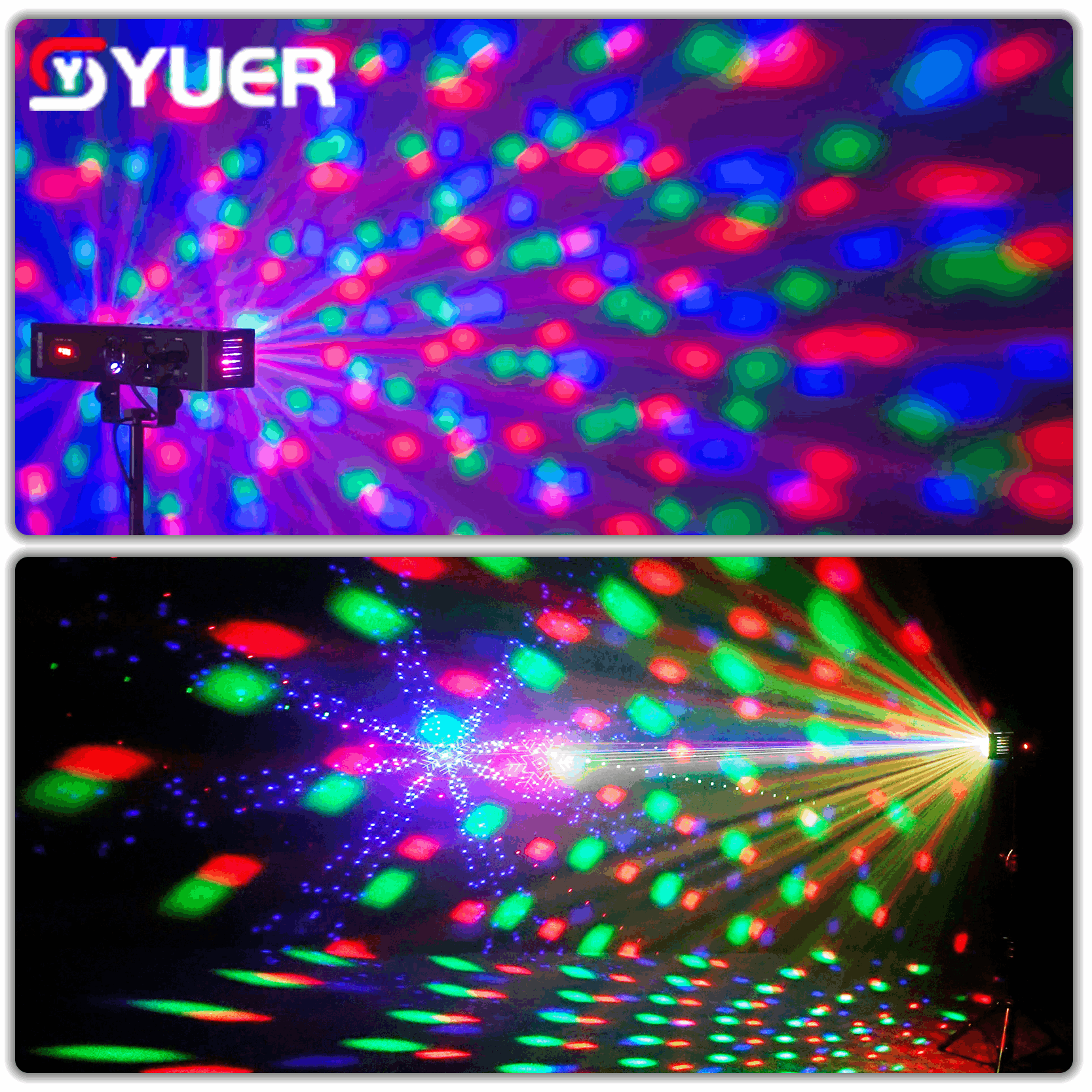 YUER™ 2Pcs 3x3W RGB +78Pcs 5050 LED Bracket Light With RGB Laser Wash Magic Ball Effect DMX512 Remote Control For DJ Disco Party Bar Club Wedding Stage Lighting