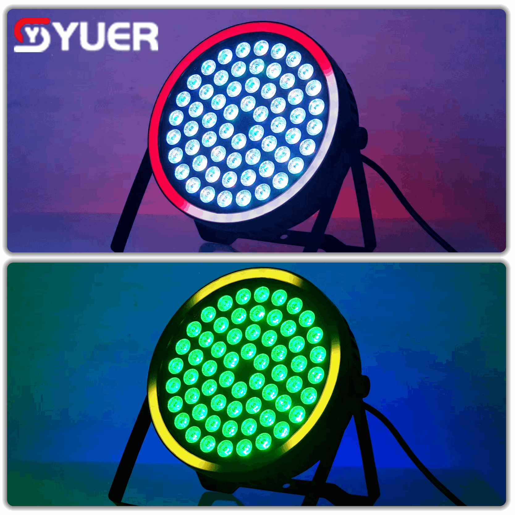 YUER™ 60x1.5W RGB LED Par Light with 36Pcs 5050 RGB Auxiliary Light Wash Effect DMX512 Remote Control For DJ Disco Party Bar Club Wedding Stage Lighting